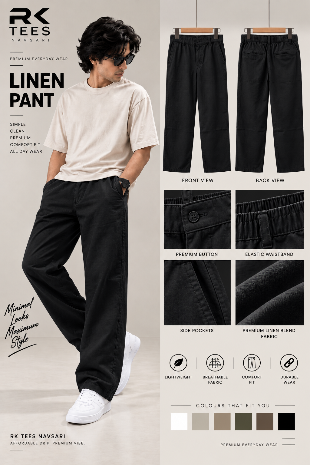 Linen Pant - Baggy Fit (Black)
