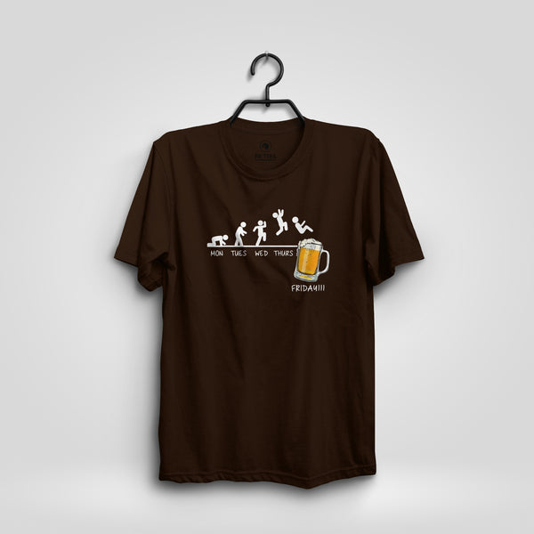 Friday Masti Classic Fit T-shirt Brown
