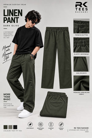 RK TEES Olive Linen Pant premium product poster