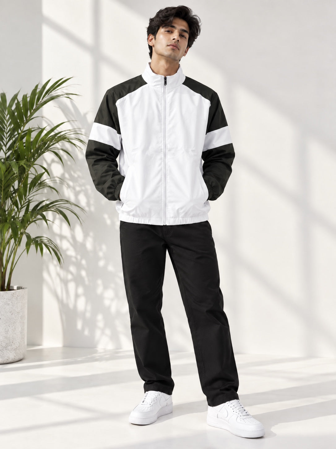 White & Black Windbreaker - Model